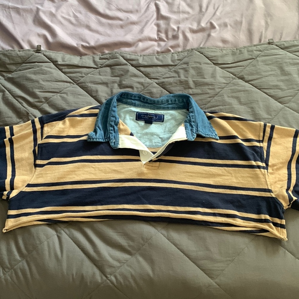 Cropped striped polo, size L